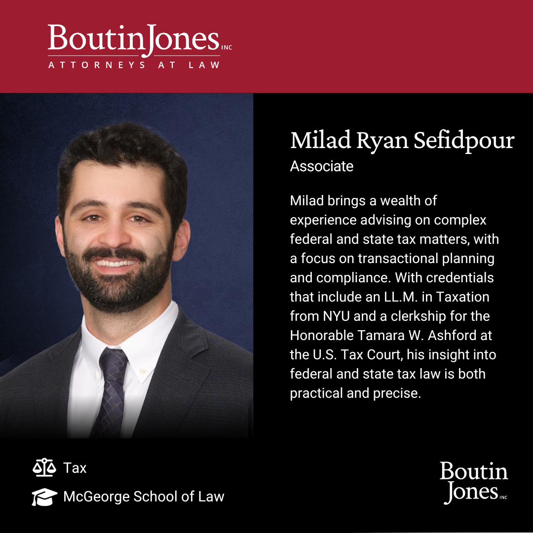 Milad Sefidpour - Joins Boutin Jones Milad Sefidpour - Joins Boutin Jones